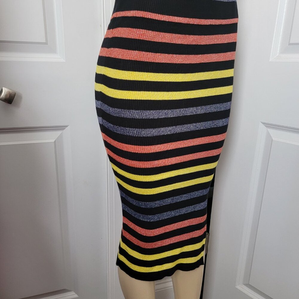 Say What NY Multicolor Stripe Sweater Knit Pencil Midi Skirt - Picture 3 of 10
